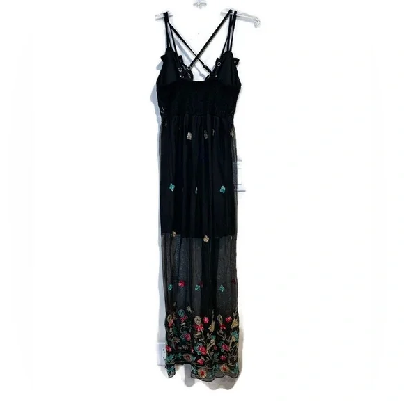 Rebellion Whimsygoth Maxi Mesh Dress with Floral Embroidery - Picture 6 of 6
